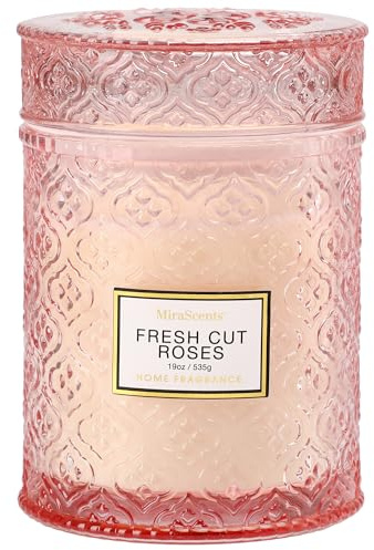 Candele profumate alla rosa di San Valentino, grande candela di soia naturale, 88 ore di combustione, candele decorative in vetro, candele di San Valentino regali per donne, 540 ml