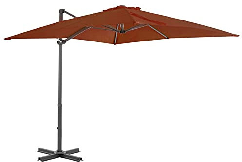 LAPOOH Ampelschirm mit Aluminium-Mast, Balkon Sonnenschirm, Marktschirm, Garten, Balkon Schirm, Sonnen Schirme, Balkonschirm, Terrakotta-Rot 250x250 cm