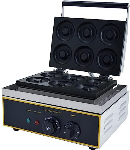 Macchina per Ciambelle elettrica in Acciaio Inossidabile, Macchina per Ciambelle Commerciale, 50-300? Riscaldamento bifacciale, Ciambelle a 6 Fori per Uso Aziendale in Cucina