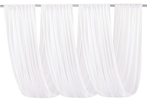 Highdi Hochzeit Vorhang Hochzeitsbogen, Chiffon Stoff Decken Gardinen Dekoration Tüll Vorhänge Freihanddeko für Hochzeit Party Geburtstag Taufe Fotografie (Reines Weiß,73x600CM)
