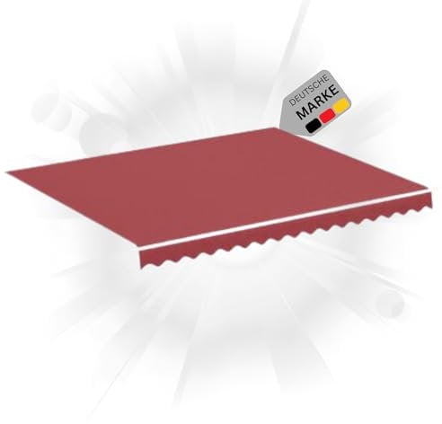 DELUKE® Markisenbespannung Markisenstoff Wasserabweisend Reißfest | Rot, für 400x300cm Rahmen | Markise mit Volant Markisen Ersatzstoff Markisentuch Sonnenschutz Markisenzubehör