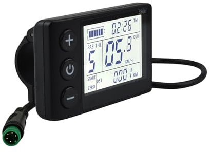 Elektrofahrrad S866 LCD Display, Elektrisches E Bike Display Messgerät 5 Pin und Wasserdichter Stecker, Fahrradcomputer Meter 24V 36V 48V Tachometer Kilometerzähler Bedienfeld für Roller/Mountainbik