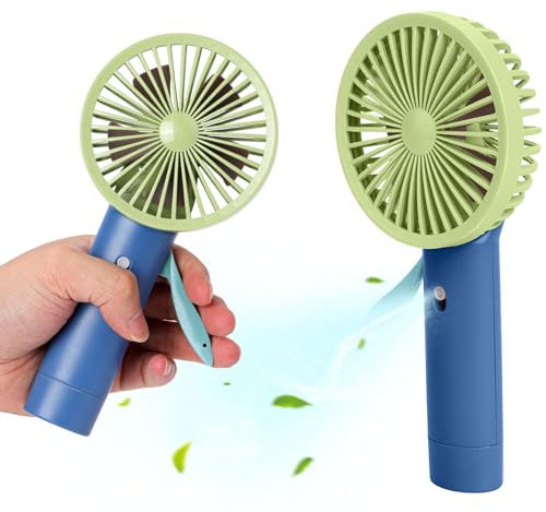 Hand Fan Portable Handheld Misting Fan,Mist Water Air Bottle Cooling Mini Personal Humidifier Fan,For Outdoor Holidays Office Travel (Blue&Green)
