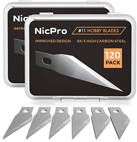 Nicpro Lot de 240 lames de scalpel de loisir #11 lames ultra tranchantes après remplissage pour outils de coupe artistique avec boîte de rangement pour travaux manuels, loisirs, scrapbooking, pochoirs