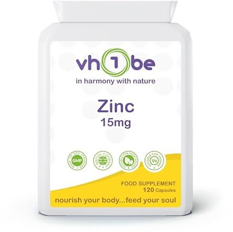 Zinc 15mg - High Absorption Zinc Citrate for Immune Support, Healthy Hair, Skin & Nails, Antioxidant Protection - 120 Vegan Tablets, Gluten-Free & Non-GMO by vh1be