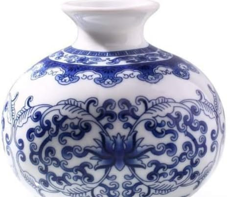 Petit vase en porcelaine verte chinoise faite à la main en céramique bleue et blanche – Vase décoratif pour décoration d'intérieur pour bureau – Vase créatif