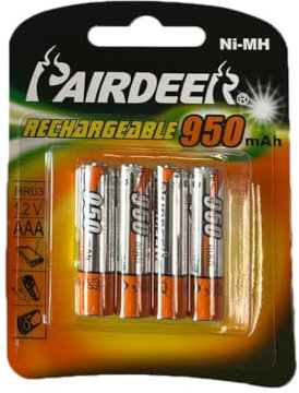 Lot de 4 Piles Rechargeables LR03 (AAA) 1000 mAh, idéales pour Les appareils à Faible consommation. Énergie Durable et respectueuse de l'environnement.