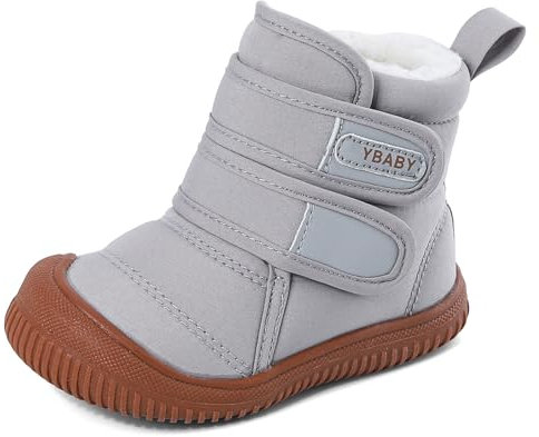 MASOCIO Stivaletti Neonato Neonata Invernali Stivali Neve Bimbo Scarponcini Pelliccia Bimba Tronchetto Stivaletto Bambino Invernale Scarpe Primi Passi con Pelo Scarpine Taglia 22 Grigio