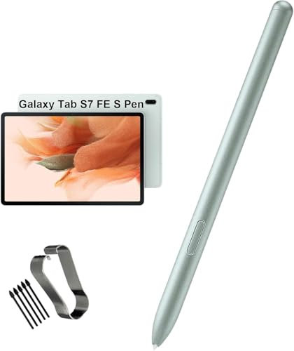 Galaxy Tab S7 FE S Pen de Rechange pour Samsung Stylet S Vert pour Galaxy Tab S7 FE SM-T730, SM-T733, SM-T736B TJ-780 Stylet + Pointes(Vert Mystique)