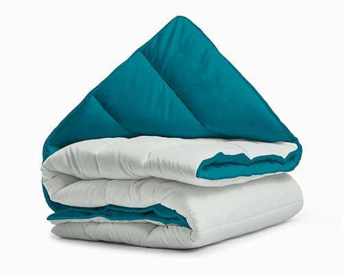 Sleeptime Bettdecke - Cremefarben/Blau - 200 x 200 - Waschbare Bettdecke - 4 Jahreszeiten - Anti-Allergene Steppdecke
