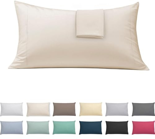 ECOMMERC3 Kissenbezüge 50x90 cm 2er-Set Baumwoll-Mix | Beige | 50 % Baumwolle, 50 % Polyester - maschinenwaschbar - knitterarm - langlebig - Qualität aus Spanien
