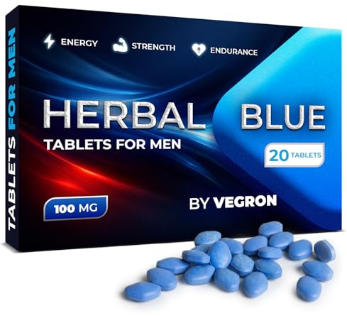 Vegron Herbal Blue - Men’s Daily Support – 20 Blue Tablets 100mg | Strong Natural Herbal Supplement for Men | Supports Energy, Vitality & Endurance | Daily Wellness & Enhanced Performance | UK Made