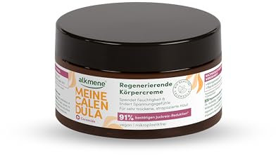 alkmene Regenerierende Calendula Creme für strapazierte & trockene Haut 200 ml - Vegane Hautcreme lindert Juckreiz - Körpercreme sehr trockene Haut - Bodybutter