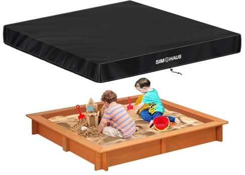 SIMPHAUS Bâche Bac à Sable,Housse de Bac à Sable de Protection pour Enfants Couverture Bac a Sable avec Housse pour Bac à Sable Enfant,Piscine de Jardin,Anti-déchirure 420D Tissu Oxford 180x180x20cm
