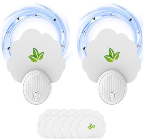 Trampas para Moscas de la Fruta para Interiores,Trampa para Moscas de Interior,Hogar Seguro,Polillas, Mosquitos, Luz Anti Insectos con Enchufe (2 Dispositivos+12 Tarjetas Adhesivas)