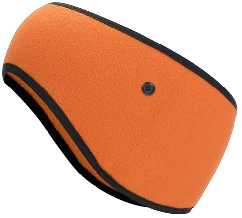 PATIKIL Ear Warmer Headband, Polar Fleece Ear Warmer Winter Stretchy Running Sweatband with Buttons for Jogging