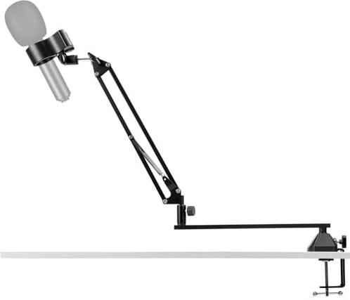 QWORK® Mikrofonarm mit niedrigem Profil für Gaming, Podcasting, Streaming und Aufnahmen, Vollmetallgehäuse, 360° horizontal drehbar