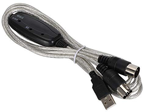 XUXHOU Convertitore Cavo MIDI USB per Tastiera Musicale, Plug & Riproduzione, 16 di Input, Indicatori a LED per il Computer PC Appassionato di PC Studio
