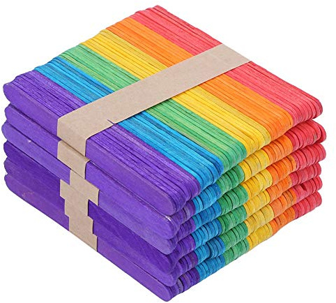 Cocoarm 300pcs Buntes Holzstock für DIY -Handwerk, Vielseitige Verwendung, Familienkunstprojekte, Breite Anwendung, Umweltfreundlich, Glatt und Gerade, Ideal für Eisstock mit
