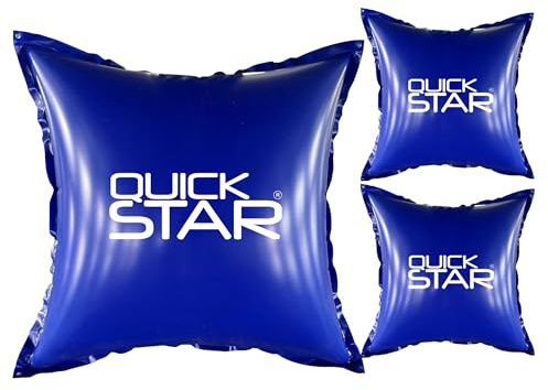 QUICK STAR 3 Stück Poolkissen Eckig 120x120 cm Blau | 4 Seile & Sicherheitsventil | 2X Reparaturset | PVC 0,44mm | Winter Pool Kissen mit Doppelnaht | Luftkissen Chlor- und UV-Beständig