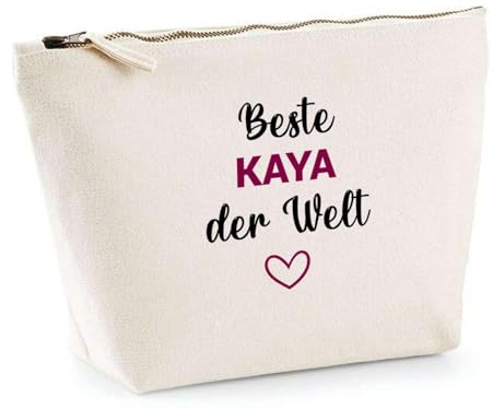 Kosmetiktasche Beste Kaya der Welt – Schminktäschchen, Make-up, Kulturtasche aus Baumwolle – Geschenk Muttertag, Geburtstag, Schwester, Weihnachten, Patentante