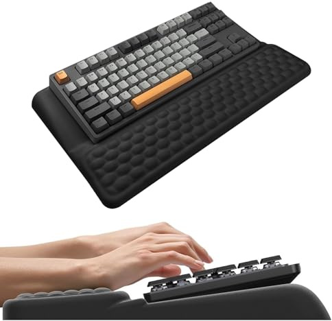 Soporte Teclado Ergonómico con Reposa Muñecas Integrado, 2 Ángulos Ajustables Antideslizante, Alivia Dolores Muñecas para Oficina Gaming Estudio