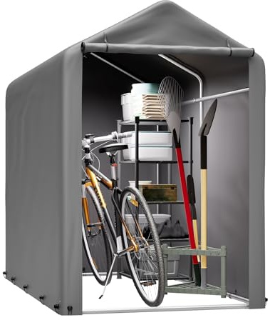 Fahrradgarage 187x100x160 cm, Carport Zelt Wetterfest, UV-Schutz, Wasserdicht, Fahrradzelt, Zeltgarage Geräteschuppen für 2 Fahrräder, Auto, SUV, Motorrad, Boot, Gartenhaus, Grau