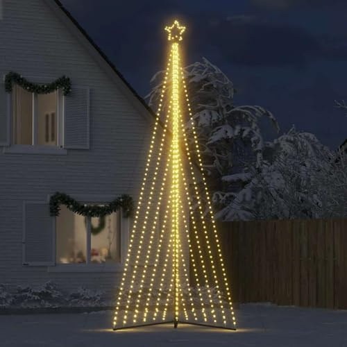 IKAYAA LED Weihnachtsbaum Aussen Kegelform Weihnachtsbaum Metall Groß Warmweiß 789 LEDs Tannenbaum Aussen Lichterbaum Weihnachtsbaum Beleuchtet Aussen 480 cm