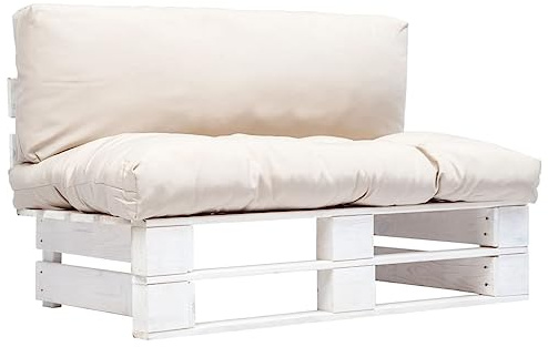Runheo Outdoor-Sofa Paletten mit Kissen, Sandfarben, Kiefernholz, 110x66x65 cm, 2-Sitzer Loungesofa für Garten, Terrasse, wetterfestes Patio Möbel Set