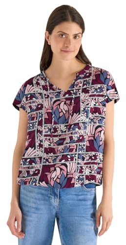 Cecil Bluse mit Split Neck und Strukturmix