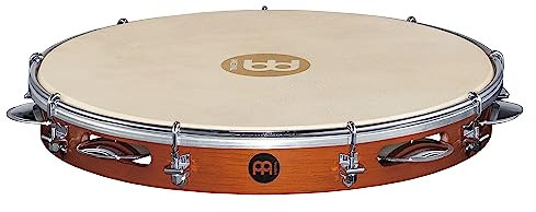 Meinl Percussion Traditional Wood Pandeiro - Rahmentrommel mit Schellen - Durchmesser 12 Zoll - Ziegenfell - Siam Eiche / Stahl, Braun / Verchromt (PA12CN-M)
