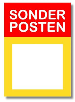 Pokornys – 10x DIN A4 Werbeplakat “SONDER POSTEN” als Kundenstopper I Werbeschild/Aufsteller für Aktionsartikel & reduzierte Ware I Rabatt Plakat in Rot/Gelb/Weiß mit Textfeld