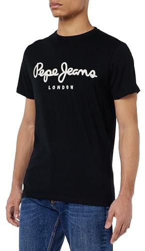 Pepe Jeans Original Stretch Men's T-Shirt Slim Fit Short Sleeve Black (Black), XS