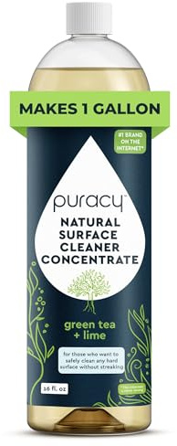 Puracy All Purpose Cleaner Concentrate – Plant-Powered Multi-Surface Cleaner - Surface Cleaner Solution As Seen on TikTok (Green Tea + Lime, 16 fl oz, 1 Pack)