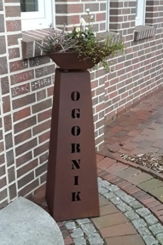 Rost Säule konisch + Rost Schale RS109 + S11 Ihr eigener Name Garten Rostsäulen Blumensäule Deko Rostsäule