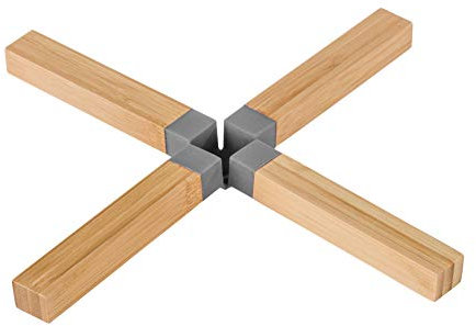 WENKO 54510100 Topfuntersetzer Kreuz Bambus, braun/grau, 25,5 x 25,5 x 1,7 cm