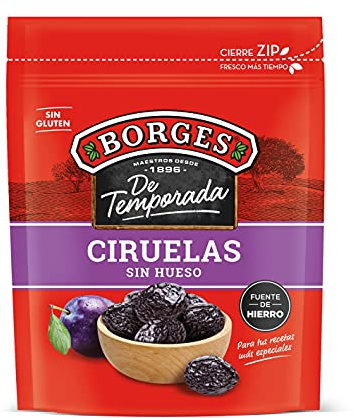 Borges Ciruelas Sin Hueso Borges De Temporada, Alto contenido en vitamina A y B3, Potasio, Magnesio y Calcio, Sin Aceite de Palma, Vegano, Paquete de 200 gramos