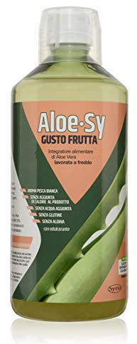 Syrio Integratori Alimentari, Aloe Sy Gusto Frutta, Aroma Pesca, Depurativo, da Bere Puro o Diluito, Aloin Free, Detox, Pura Polpa, Senza Aggiunta di Acqua, Senza Glutine, 1 Litro