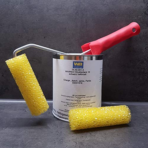 powerpreis24 Warnex Strukturlack Weiss 1 Kg Starterset mit 2 Strukturwalzen und Halter (Weiss halbmatt RAL9010)