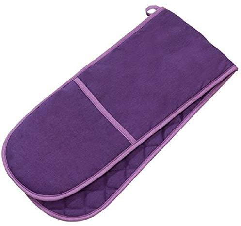 Prime Homewares Cotton Pot Holder, Plain Purple Design, Double Oven Glove, 83 cm x 18 cm x 2 cm, Machine Washable