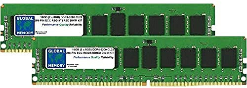 Global Memory 16GB (2X 8GB) DDR4 3200MHz PC4-25600 288pin ECC Registered DIMM (RDIMM) Arbeitsspeicher RAM Kit für Server/Workstations/Motherboards