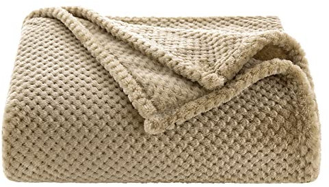 MIULEE Kuscheldecke Granulat Fleecedecke Flanell Decke Weich Flauschig Einfarbig Wohndecken Couchdecke Sofadecke Blanket für Bett Sofa Schlafzimmer Büro, 125x150 cm Khaki