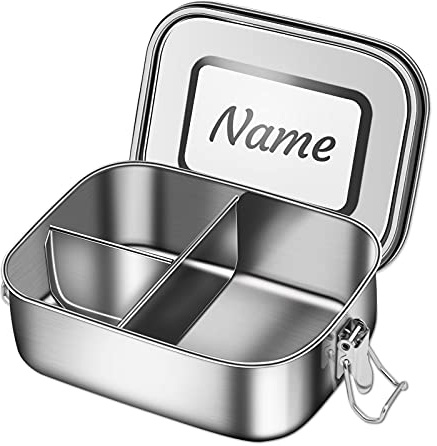 CGFN Edelstahl Brotdose, Lunchbox mit Anpassbarem Gravierter Text, Umweltfreundlich und BPA-frei, Brotdose Auslaufsicher inkl. Abtrennung und Dichtring(1400ml)