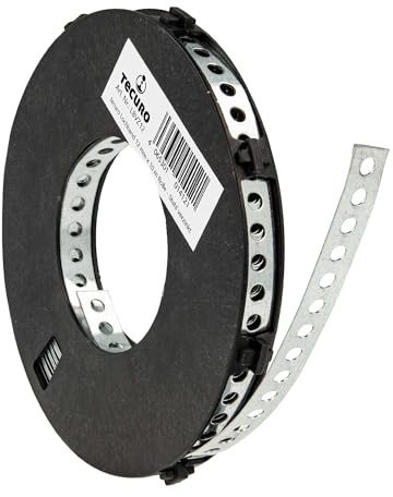 tecuro Lochband 12 mm x 10 m Rolle, Materialstärke 0,6 mm, Lochmaß Ø 5 mm - Stahl verzinkt - LBVZ12