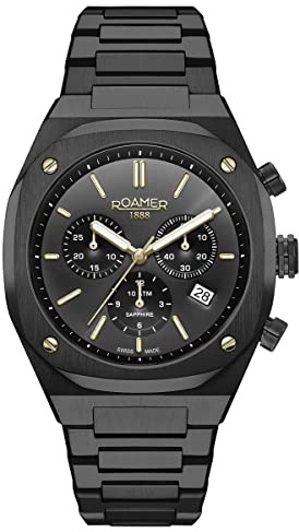 Roamer Stingray Herren-Armbanduhr R7 Analog Quarz 854837, Schwarz, Casual