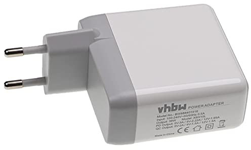 vhbw USB C Ladeadapter kompatibel mit Apple iPad Pro - Steckdosen-Adapter (Max. 9/12 / 5 V), Grau, Weiß