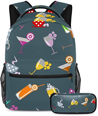 Leisure Campus Sac à dos de voyage avec étui à stylos, verres à vin, bière, avec porte-bouteille pour filles et garçons, métal, Taille Unique
