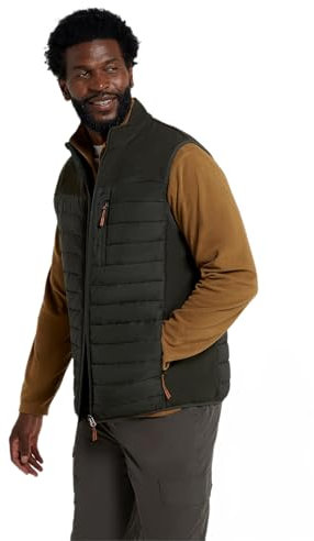 Mountain Warehouse Turbine Mens Padded Gilet - Lightweight Body Warmer, Padded Insulation Vest, Zipped Pockets Sweater - Ideal for Spring Summer Camping, Travelling, Hiking Khaki XL