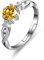 Bellitia Jewelry Damen Einfache Öffnen Verstellbare Ringe aus 925 Sterling Silber für Frauen Mädchen, Ring Damen Edelstein Verlobung mit 0.7ct Citrin