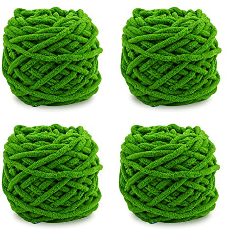 Strickwolle 4 x 100 g, mehrfarbiges Strickgarn zum Häkeln, weiches, klobiges Garn für Garnprojekte, Plüschbälle, handgefertigte Taschen, Pullover Schuhe Mützen Pullover Decken Schals